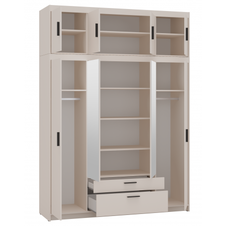 Szafa z lustrem nadstawką 176 cm garderoba TRINO beżowa